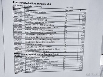 Informačné letáky k minciam - 2