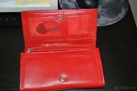 Dámska kožená veľká peňaženka červená - 2