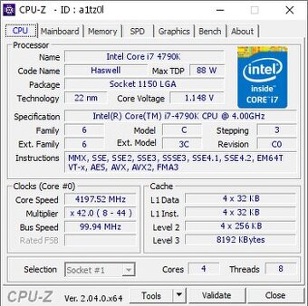 Predám INTEL i7 4790k / 100% stav - 2