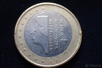 1€ Euro Holand 2000 Kráľovná Beatrix, Rare, Chybná razba - 2