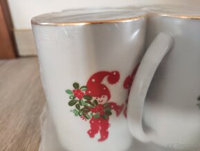 Retro sada 6 hrnků s vánoční motivem - Karlovarský porcelán - 2