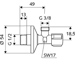 Rohový ventil Schell 1/2"×3/8" - 2