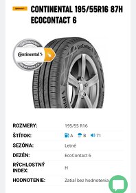 Continental 195/55 r16, nove letne pneu. - 2