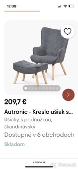 Ušiak kreslo s podnožkou - sivé - 2