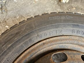 2x plechové disky 5x100 + zimné pneu 175/80r14 - 2