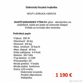 Elektrický bicykel trojkolka - 2