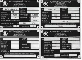 Typove stitky Skoda - 2