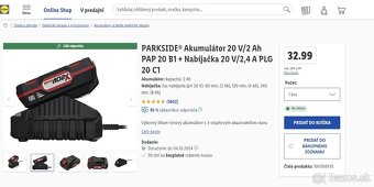 Parkside akumulator a nabijacka - NOVE - 2