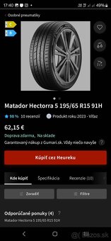 zanovne letne pneumatiky 195/65 R15 Matador Hectorra 5 - 2