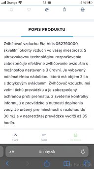 Zvlhčovač vzduchu Eta - 2