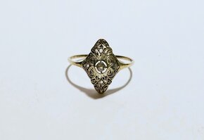 14k zlatý secesný prsteň 0,14ct ✨✨✨ - 2