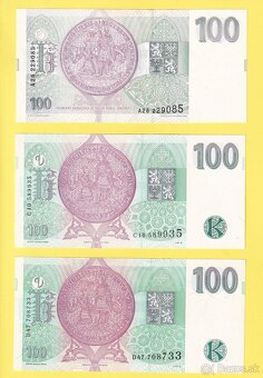 Bankovky 100 Kč série A,C,D 1993, 1997 - 2