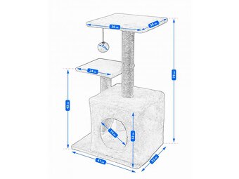 Škrabadlo pre mačky - 73cm - sivé - 2