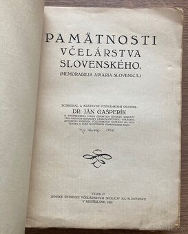 Dr. Ján Gašperík - Pamätnosti včelárstva slovenského,I. diel - 2