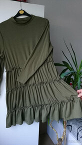 Olivovozelené šaty s dlhým rukávom, č. 46 - 2