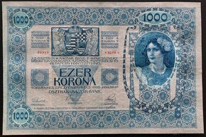 1000 KORÚN ROK 1902 RAKÚSKO-UHORSKO- ŠEDOZELENÝ PODTISK - 2