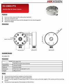 Inštalačné podložky Hikvision DS-1280ZJ-PT6 - 2