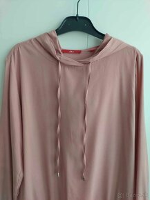 Dámska ružová blúzka/tričko/top s kapucňou a dlhým rukávom - 2
