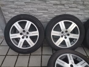 Alu disky 5x100 R16 VW + 205/55 R16 zánovné letné pneumatiky - 2