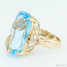 Extravagantný 14ct zlatý prsteň Blue Topaz 34.57ct - 2