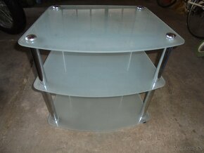 sklenená polička-stolík, drevený vešiak, ...... - 2