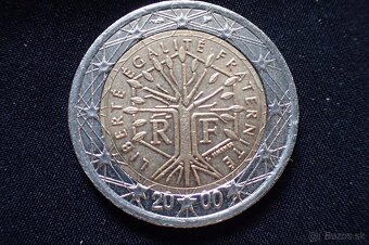 2€ EUR rok: 2000, Francúzsko , Rare, Chyba razby. - 2