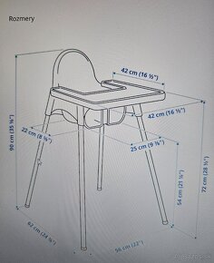 IKEA  ANTILOP Detská vysoká stolička/podnos, biela/strieborn - 2