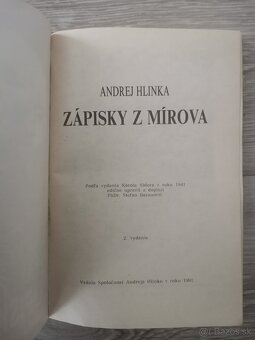 PREDÁM knihu Andrej Hlinka Zápisky z Mírova - 2