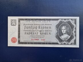 Bankovka 50 Korun 1940 PERFOROVANA UNC - 2