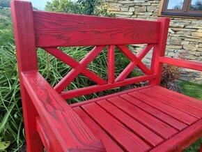 záhradná lavica - X - 2 miestna - vintage červená - 2