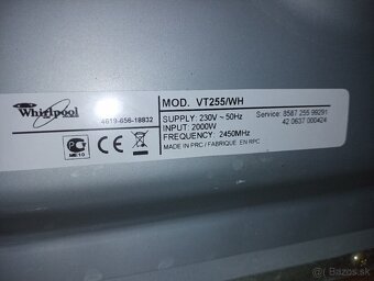 Predám mikrovlnku Whirlpool VT 255/WT - 2