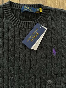 Ralph Lauren tmavo sivý pánsky sveter cable-knit M - 2