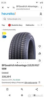 Letne pneu Bfgoodrich 215/55 r17 - 2