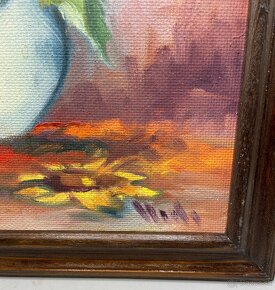 Hreha - Slnečnice na stole, maľba na sololite - 2