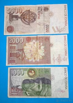 Bankovky ŠPANĚLSKO - 1000, 2000, 5000 Pesetas 1992 - 2