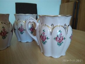 3x retro hrnky, růžový porcelán - 2