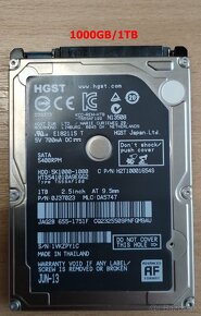 Predám 2,5" SATA HDD (pevné disky) 250GB - 1TB - 2