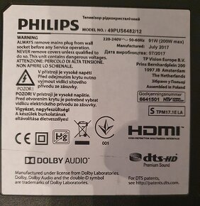 Predam diely z 49" LED TV Philips 49PUS6482/12 - 2