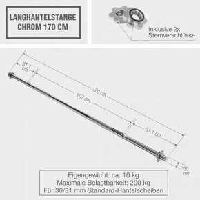 Činková tyč VČ 10 kg, 170 cm, 30mm, chróm - 2