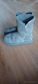 Kožené snehule Classic UGG šede s prímesou vlny - 2