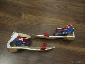 Kozene sandale bielo-modro-cervene - 2