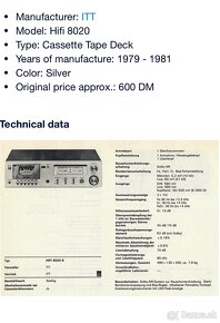 ITT - 8020 Hi-Fi  vintage kazetový deck - 2