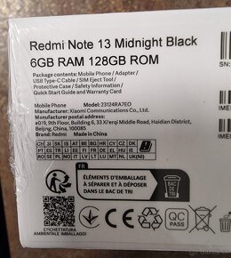 Nerozbalený Xiaomi Redmi Note 13 6GB RAM 128GB Čierny - 2