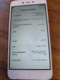 Predám telefón Xiaomi redmi 5A,2GB/ROM 16Gb - 2