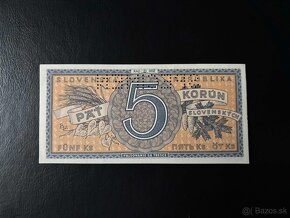 ►►►5 Slovenských korún 1945 HANIČKA UNC◄◄◄ - 2