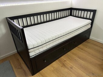 Rozkladacia posteľ Ikea Hemnes 80/160x200 ČIERNA+2x matrace - 2