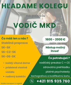 HĽADAME KOLEGU na pozíciu VODIČ MKD (C+E) - 2