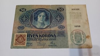 Vzacne bankovky 50 korona 1914 s kolkom - 2