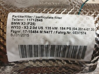 Partikel filter na BMW X3 2.0d F25 ZANOVNÝ - 2