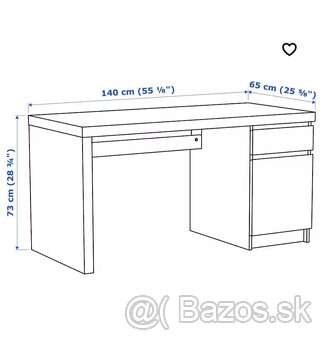 Pracovný stôl MALM biely 140x65cm - 2